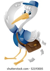 Stork Mailman - Vector