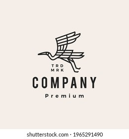 stork monoline outline hipster vintage logo vector icon illustration