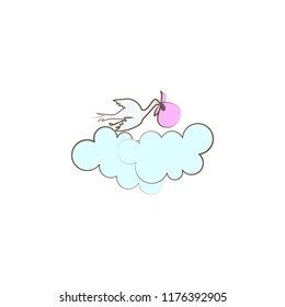 Stork move baby icon. Element of mother day icon for mobile concept and web apps. Colored Stork move baby icon can be used for web and mobile