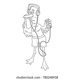 Stork with music player