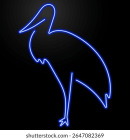 stork neon sign, modern glowing banner design, colorful modern design trend on black background. Vector illustration.
