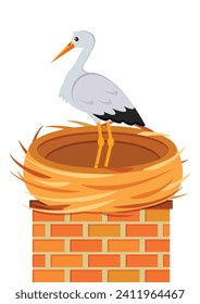 Stork Nest Clipart Vector Flat Design. Nest for birds