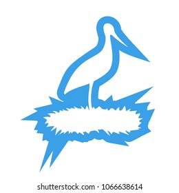 stork in nest illustration