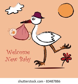 stork with a newborn