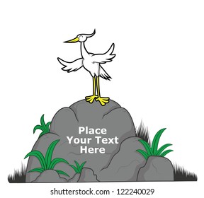 stork on big rock for message