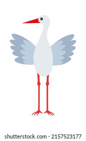 Stork with opened wings. Vector illustration