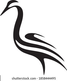 Stork outline design vector illustration. Line art heron logo design.