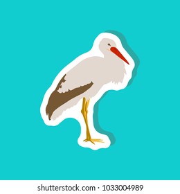 stork paper sticker on stylish background