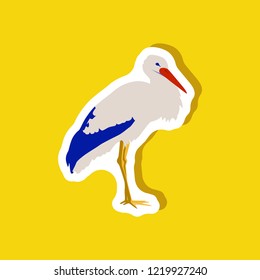 stork paper sticker on stylish background