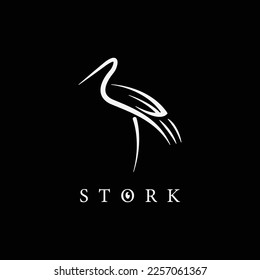 Stork pictorial logo.
Perfect for logos, designs, merchandise, stickers, symbols, emblems, etc.
