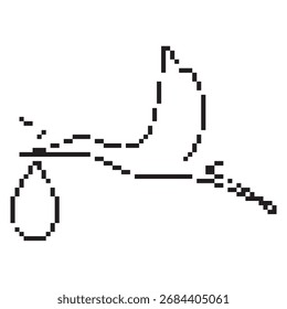 stork pixel icon, 8-bit. Isolated vector illustration.