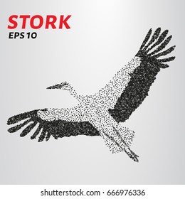 Stork of the points. Vector illustration of a stork composed of circles
