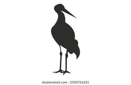 Diseño Y Ilustración vectorial De La Silueta De La Cigüeña. 