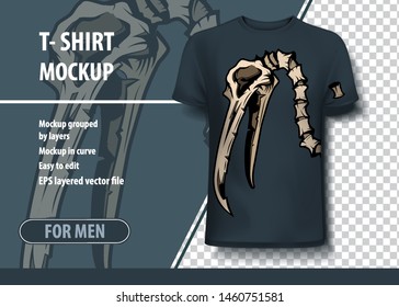 Stork skull, Template mock-up for printing. Layout vector as an offer printing on T-shirts.