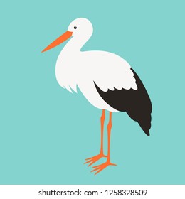 stork stends, vector illustration ,flat style ,profile view