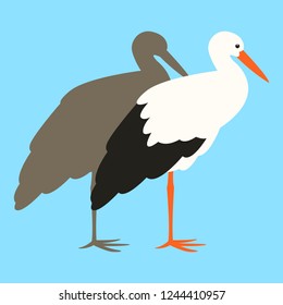 stork ,vector illustration, profile view  ,flat style