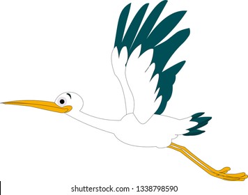Stork vector illustration style Flat