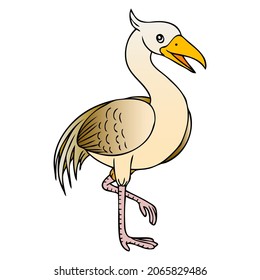 stork vector illustration,isolated on white background,top view