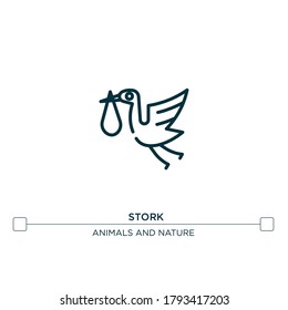 stork vector line icon. Simple element illustration. stork outline icon from animals concept. Can be used for web and mobile

