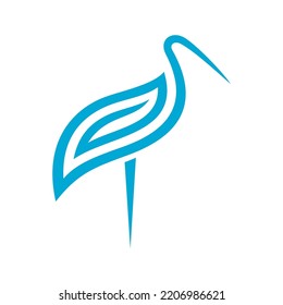 Stork Vector Logo Design Template