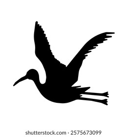 Stork vector silhouette. Vector of stork design. Stork bird silhouette vector, bird silhouette, stork bird black icon vector isolated on white background