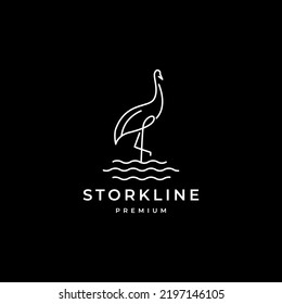 stork with water line art logo design