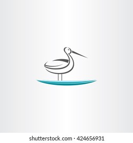 stork in water vector icon symbol