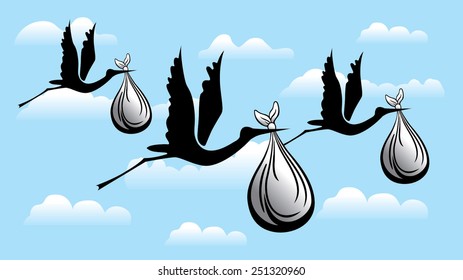 Storks flying 