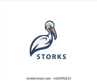 Storks logo bird white background