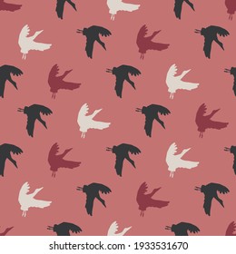 Storks Silhouette in Red Color Palette Vector Seamless Pattern can be use for background and apparel design