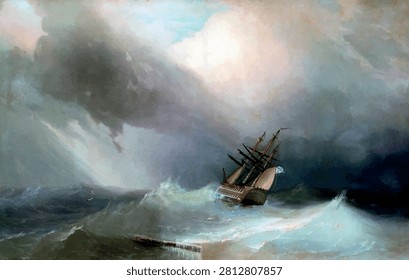 The Storm (1851) - vector illustration