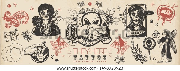 Storm Area 51 Old School Tattoo Stock Vector Royalty Free 1498923923