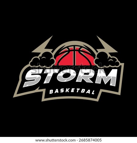 Storm basketball team logo with clouds and lightning