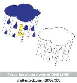 Storm to be traced only of one line, the tracing educational game to preschool kids with easy game level, the colorful and colorless version.