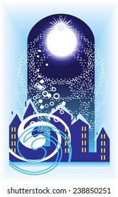 Storm in a big city on Christmas night