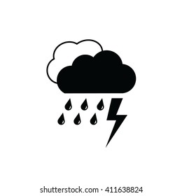 Storm black vector icon. Weather forecast