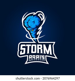 Storm Brain Mascot Logo Design Illustration Vector