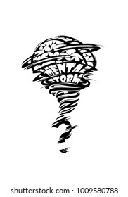 Storm in the brain with a question mark. Vector illustration.