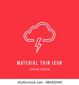Storm Bright red material designed line thin flat icon / logo