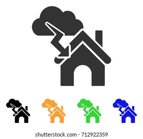 Storm Building icon. Vector illustration style is a flat iconic storm building symbol with black, gray, green, blue, yellow color versions. Designed for web and software interfaces.