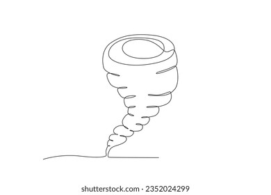 A storm centered from the ground. Hurricane one-line drawing