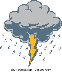 Storm Cloud Bolt Pixel Icono de arte