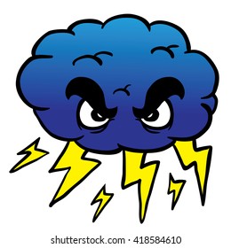 Angry Storm Cloud Cartoon Illustration: เวกเตอร์สต็อก (ปลอดค่าลิขสิทธิ์