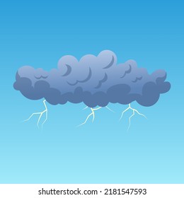 Sturmwolke-Cartoon, Vektor dunkle Wolke, dramatisches Wetter, stürmischer Regen, schwarzer Gewitter-Flachfarbenkartoon