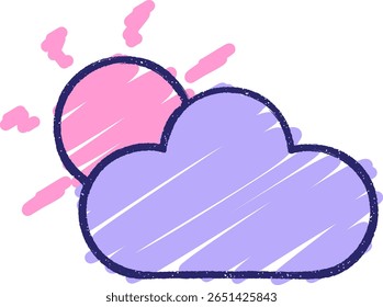 Storm Cloud Chalk Drawing in bright neon color