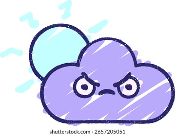 Storm Cloud Chalk Drawing in bright neon color