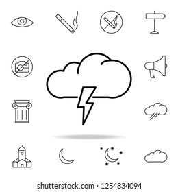 storm cloud icon. Element of simple icon for websites, web design, mobile app, info graphics. Thin line icon for website design and development, app development on white background