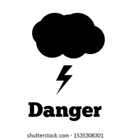 Storm cloud icon in flat style, isolated on white background. Rainstorm symbol for your web site design, logo, app