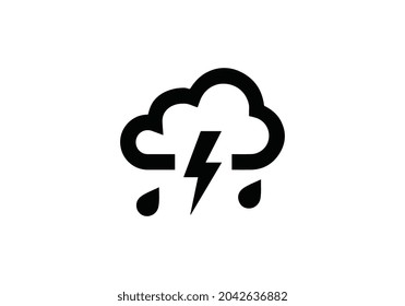 Storm cloud icon in flat style, isolated on white background. Rainstorm symbol for your web site design, logo, app