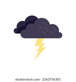 Storm cloud icon flat vector. Meteo rainy. Snow cold isolated